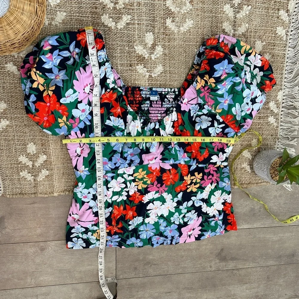New Old Navy Women's Multicolor Floral Puff Sleeve Blouse Women’s Size XL